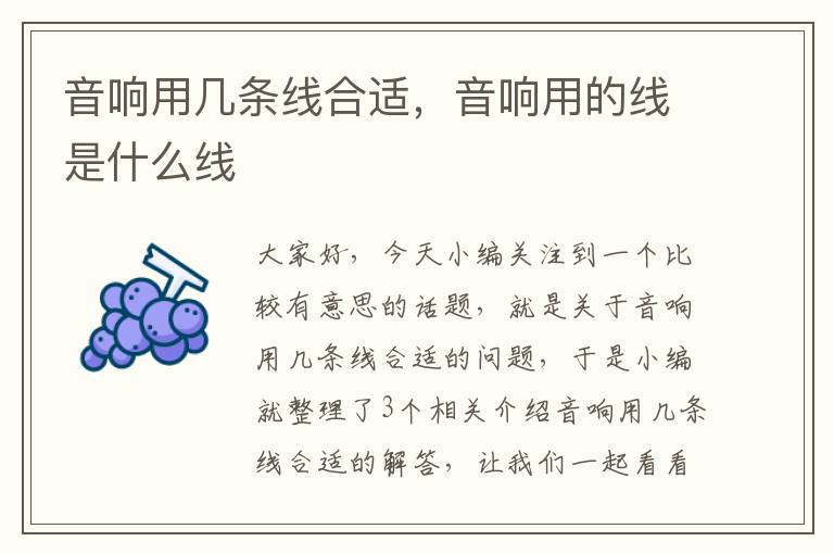 音响用几条线合适,音响用的线是什么线