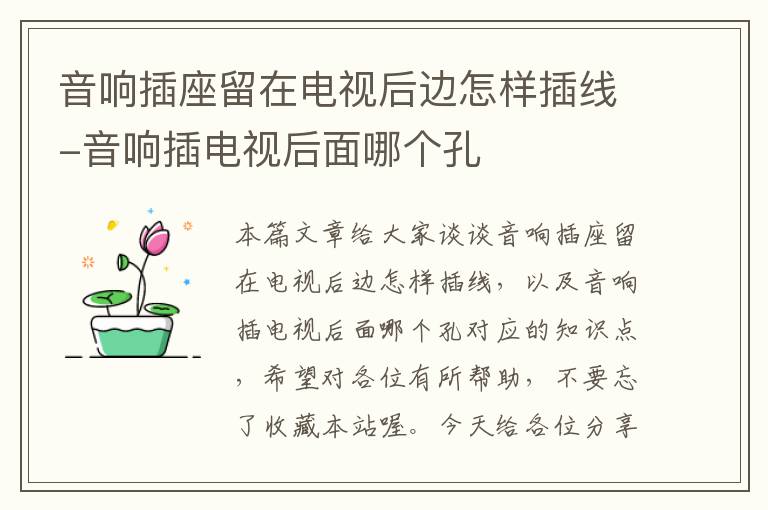 音响插座留在电视后边怎样插线-音响插电视后面哪个孔