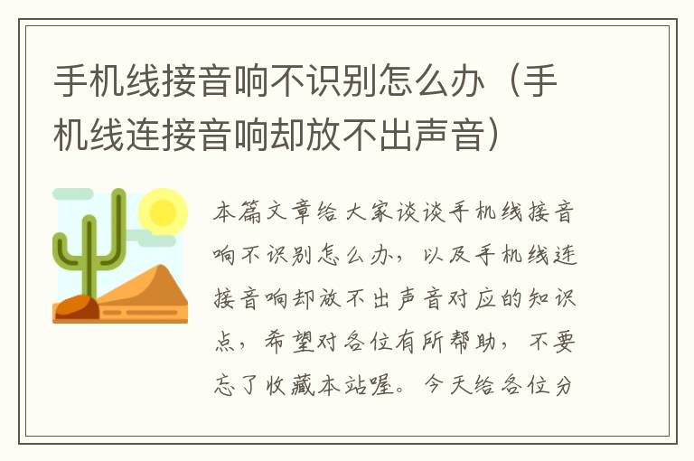 手机线接音响不识别怎么办(手机线连接音响却放不出声音)