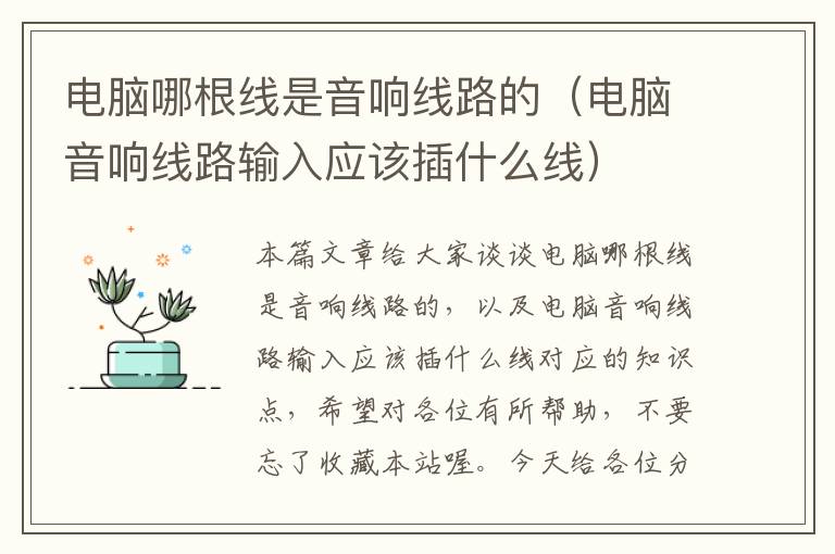 电脑哪根线是音响线路的(电脑音响线路输入应该插什么线)