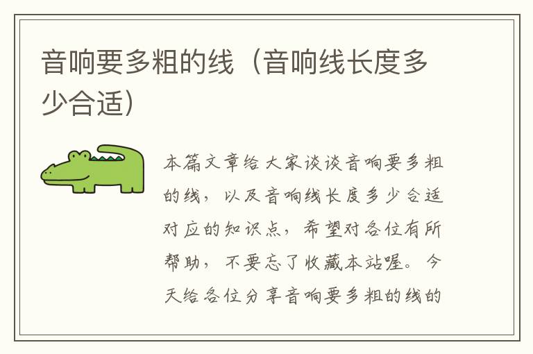 音响要多粗的线(音响线长度多少合适)