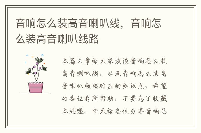 音响怎么装高音喇叭线,音响怎么装高音喇叭线路