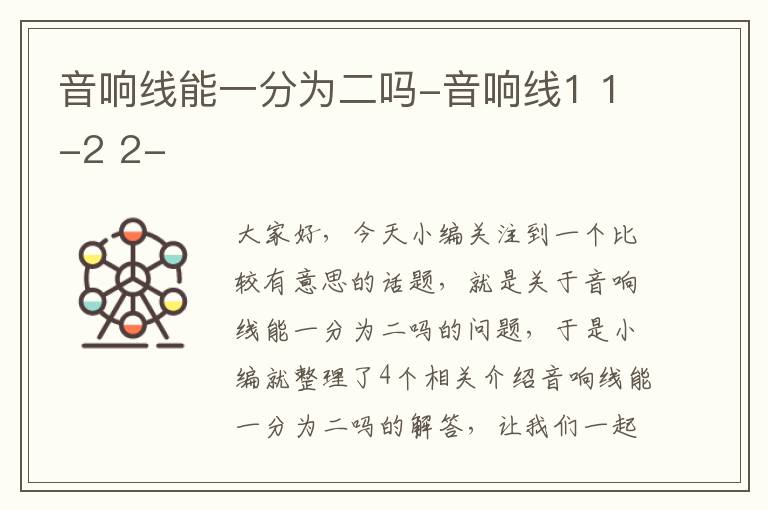 音响线能一分为二吗-音响线1 1-2 2-