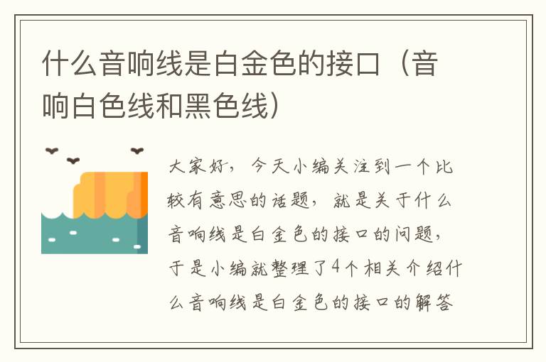 什么音响线是白金色的接口(音响白色线和黑色线)