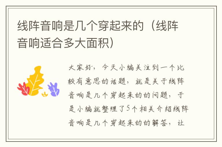 线阵音响是几个穿起来的(线阵音响适合多大面积)