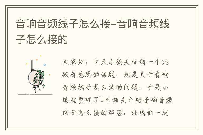 音响音频线子怎么接-音响音频线子怎么接的