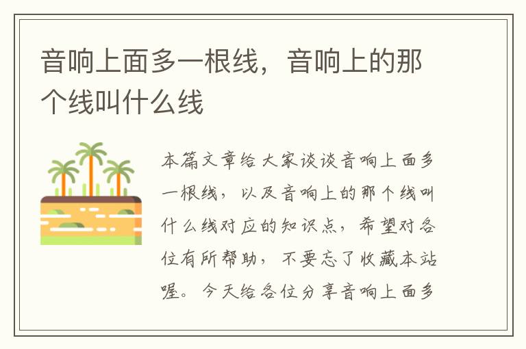 音响上面多一根线,音响上的那个线叫什么线