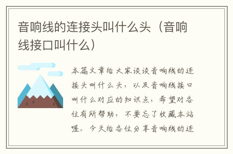 音响线的连接头叫什么头(音响线接口叫什么)