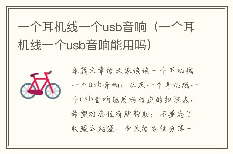 一个耳机线一个usb音响(一个耳机线一个usb音响能用吗)