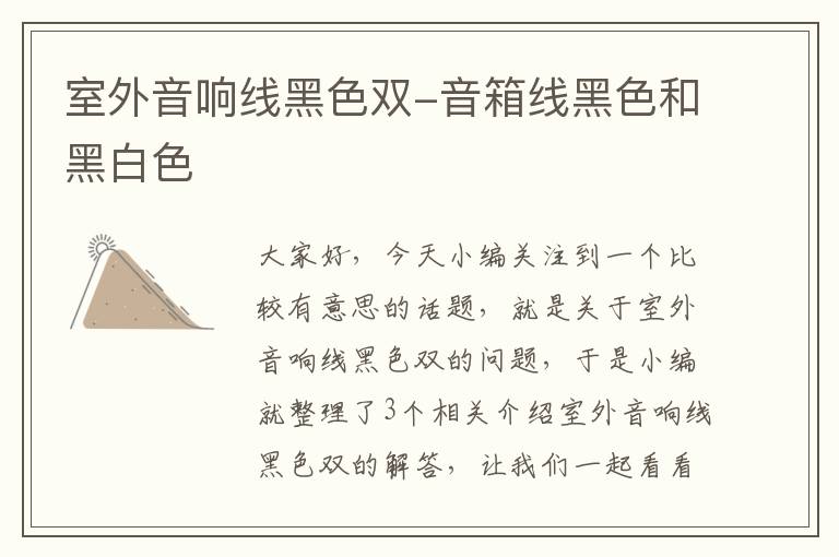 室外音响线黑色双-音箱线黑色和黑白色