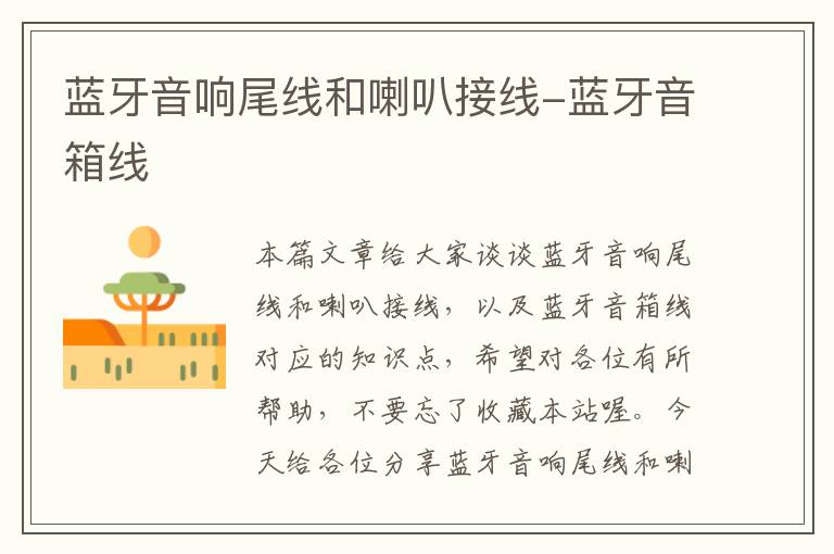 蓝牙音响尾线和喇叭接线-蓝牙音箱线