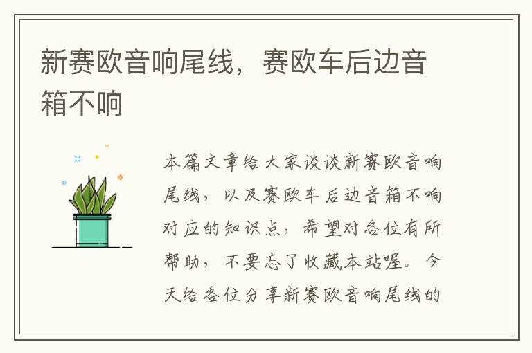 新赛欧音响尾线,赛欧车后边音箱不响