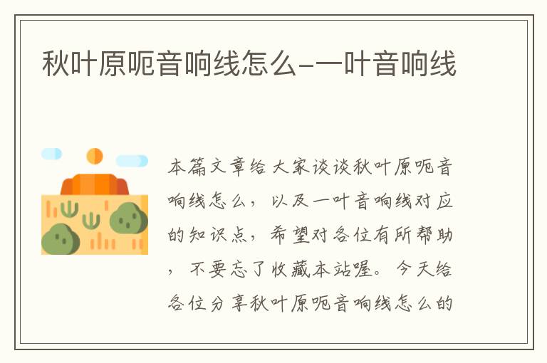 秋叶原呃音响线怎么-一叶音响线
