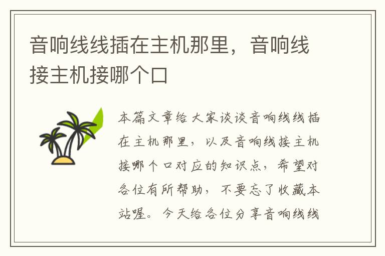 音响线线插在主机那里,音响线接主机接哪个口