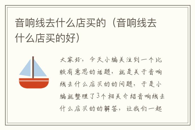 音响线去什么店买的(音响线去什么店买的好)