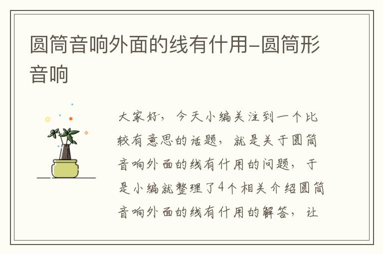 圆筒音响外面的线有什用-圆筒形音响