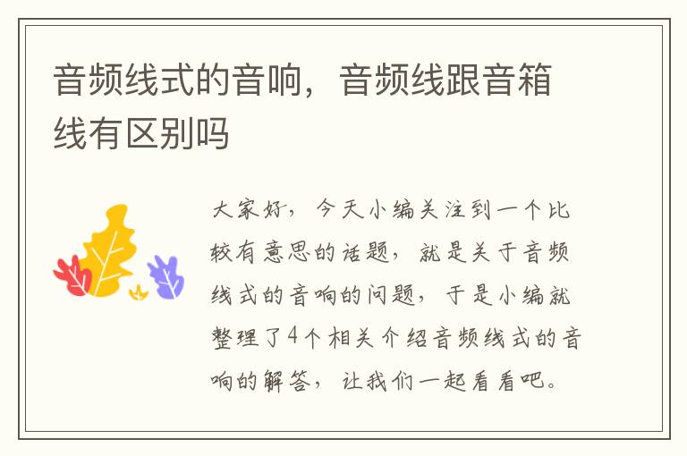 音频线式的音响,音频线跟音箱线有区别吗