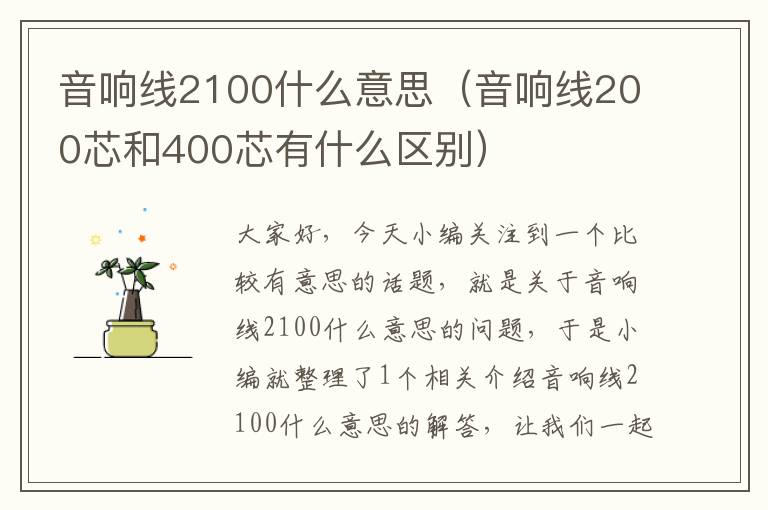 音响线2100什么意思(音响线200芯和400芯有什么区别)