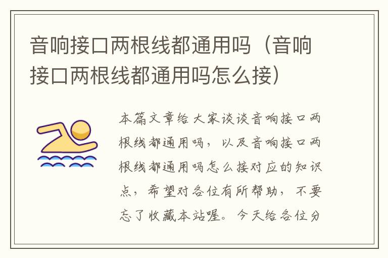 音响接口两根线都通用吗(音响接口两根线都通用吗怎么接)