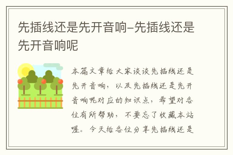 先插线还是先开音响-先插线还是先开音响呢