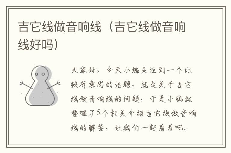 吉它线做音响线(吉它线做音响线好吗)