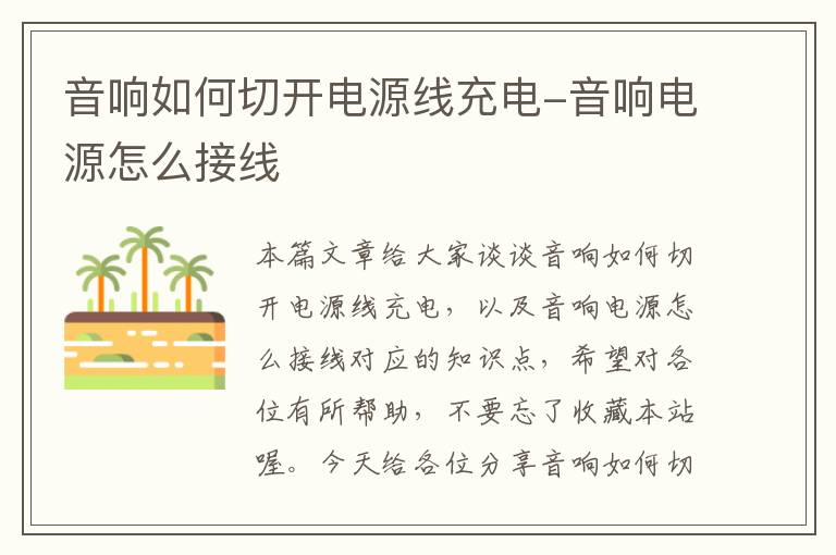 音响如何切开电源线充电-音响电源怎么接线