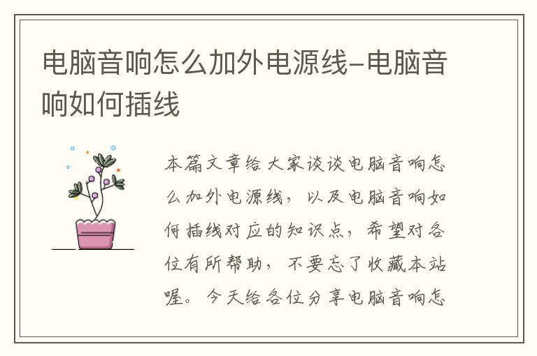 电脑音响怎么加外电源线-电脑音响如何插线