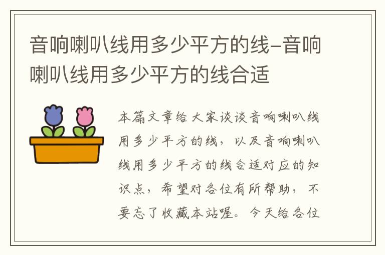音响喇叭线用多少平方的线-音响喇叭线用多少平方的线合适