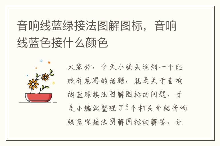 音响线蓝绿接法图解图标,音响线蓝色接什么颜色