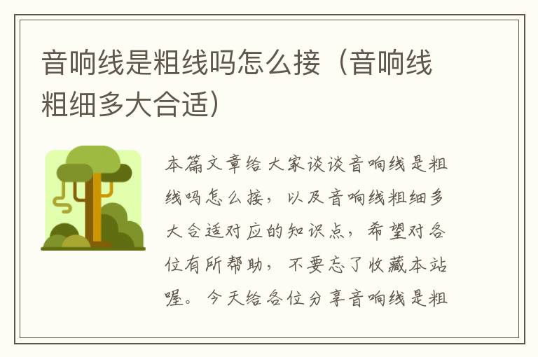音响线是粗线吗怎么接(音响线粗细多大合适)