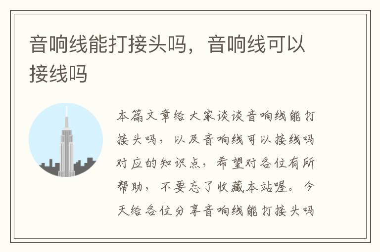 音响线能打接头吗,音响线可以接线吗