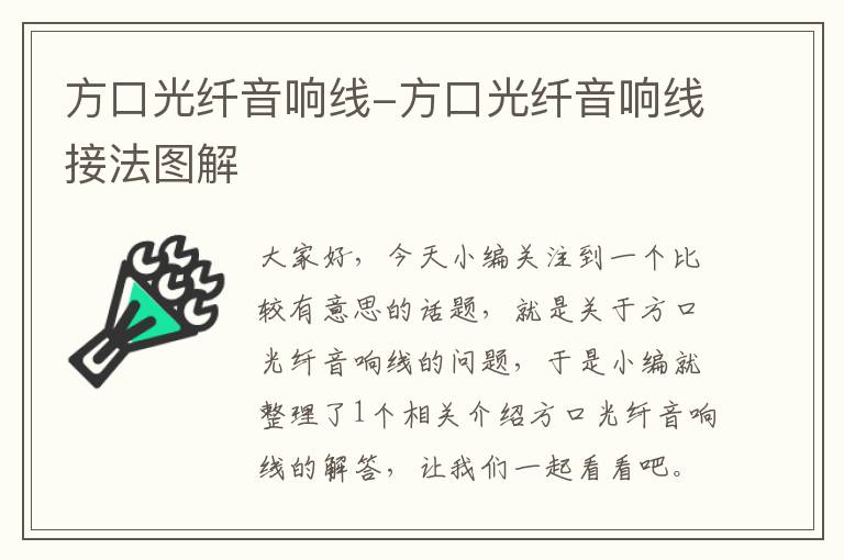 方口光纤音响线-方口光纤音响线接法图解