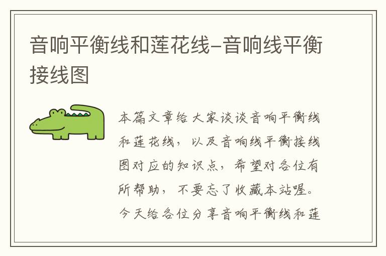 音响平衡线和莲花线-音响线平衡接线图