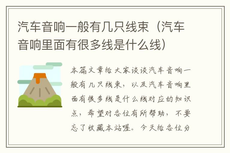 汽车音响一般有几只线束(汽车音响里面有很多线是什么线)