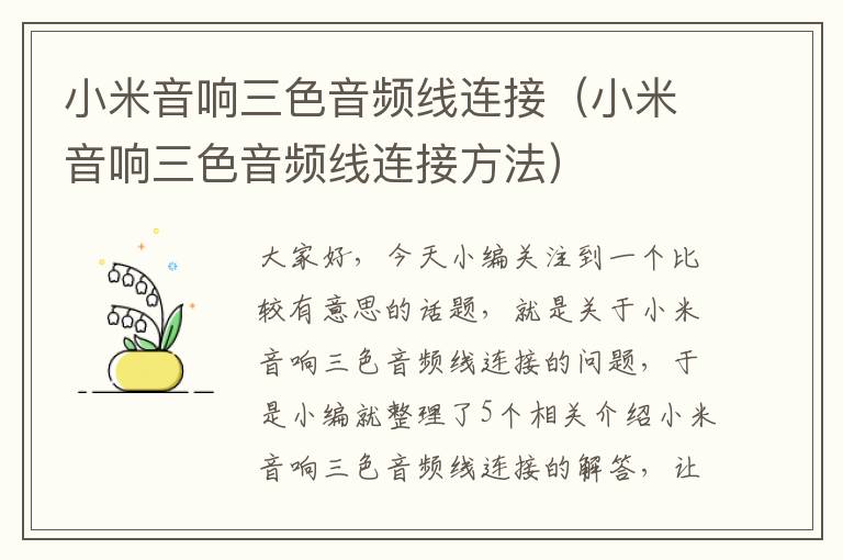 小米音响三色音频线连接(小米音响三色音频线连接方法)