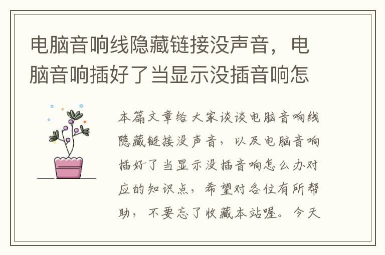 电脑音响线隐藏链接没声音,电脑音响插好了当显示没插音响怎么办