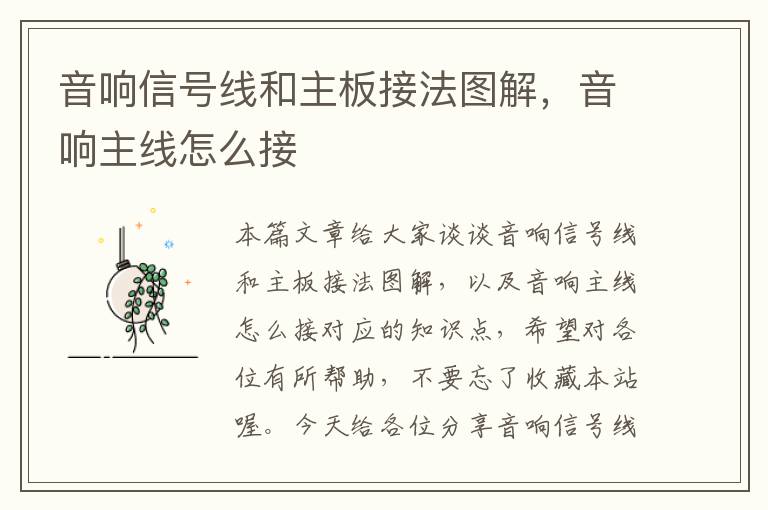 音响信号线和主板接法图解,音响主线怎么接