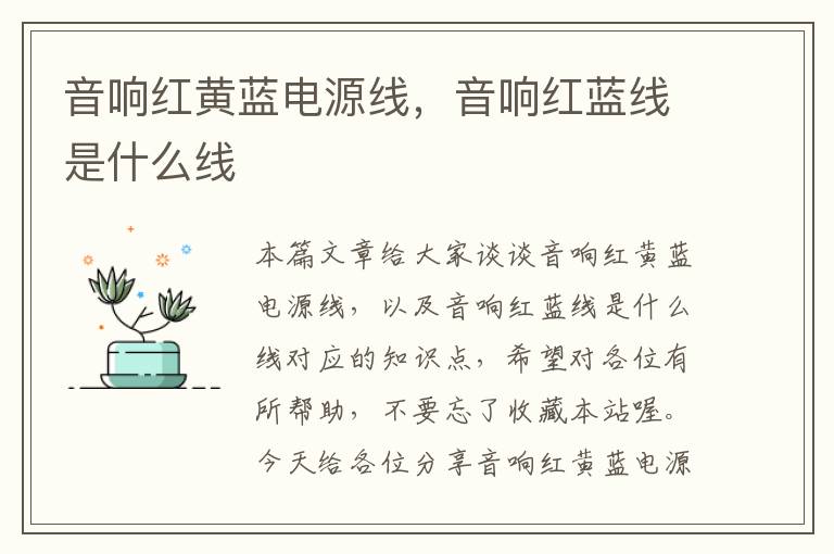 音响红黄蓝电源线,音响红蓝线是什么线