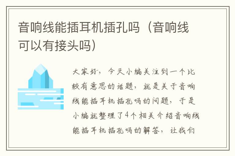 音响线能插耳机插孔吗（音响线可以有接头吗）