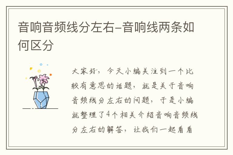 音响音频线分左右-音响线两条如何区分