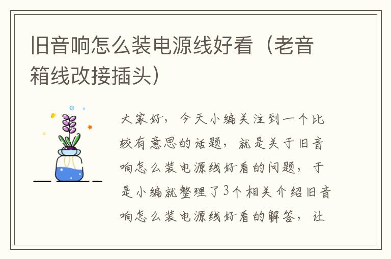 旧音响怎么装电源线好看(老音箱线改接插头)