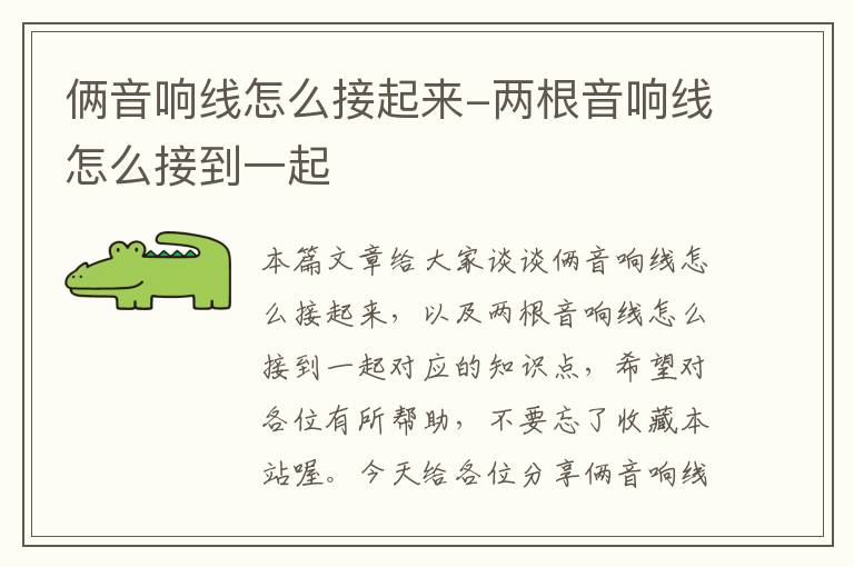 俩音响线怎么接起来-两根音响线怎么接到一起
