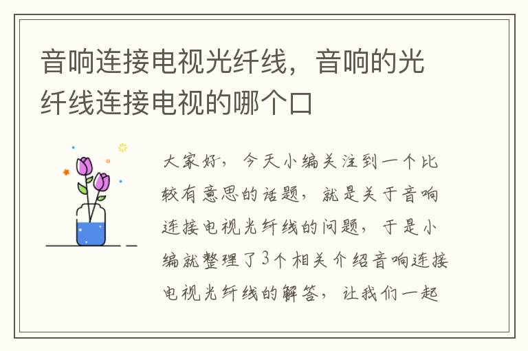 音响连接电视光纤线,音响的光纤线连接电视的哪个口