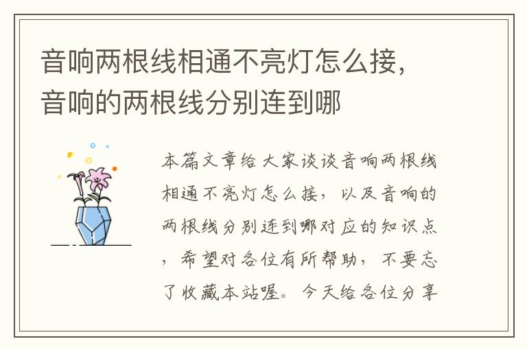 音响两根线相通不亮灯怎么接,音响的两根线分别连到哪