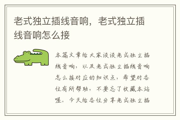 老式独立插线音响,老式独立插线音响怎么接