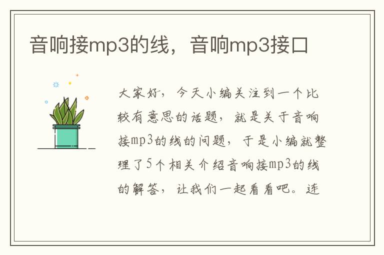 音响接mp3的线,音响mp3接口