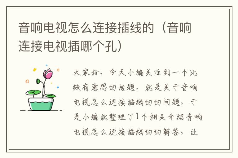 音响电视怎么连接插线的(音响连接电视插哪个孔)