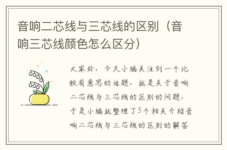 音响二芯线与三芯线的区别(音响三芯线颜色怎么区分)