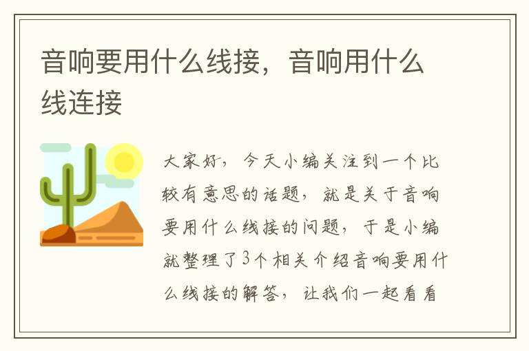 音响要用什么线接,音响用什么线连接