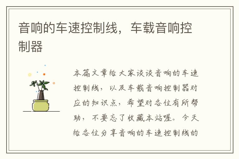 音响的车速控制线,车载音响控制器
